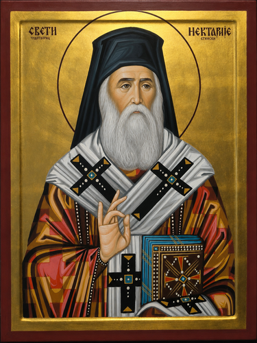 Orthodox icon-Sveti Nektarije Eginski dimensions 40x50 cm by ORTHODOX ICONS- artist Miloš Timotijević