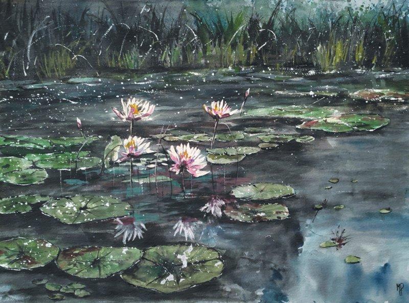 lotuses, Painting Roganovic Marija