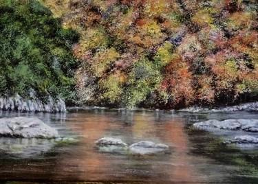 Autumn forest over the river by Milosevic Predrag Pedja