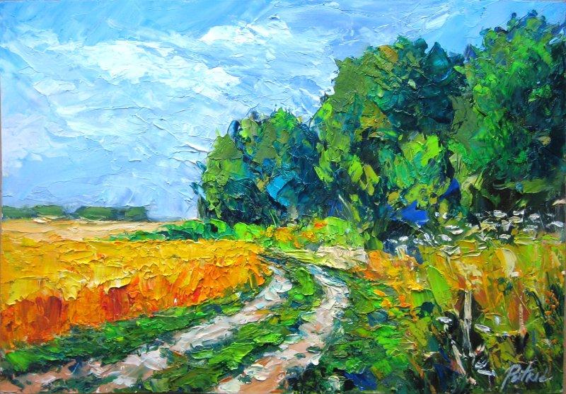 A path next to a wheat field, Painting Petrić Gordan