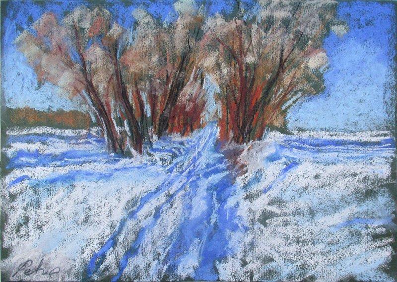 Tree row in January, Painting Petrić Gordan
