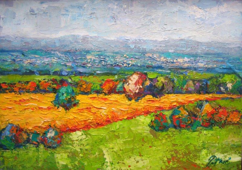 A view of the wheat field, Painting Petrić Gordan