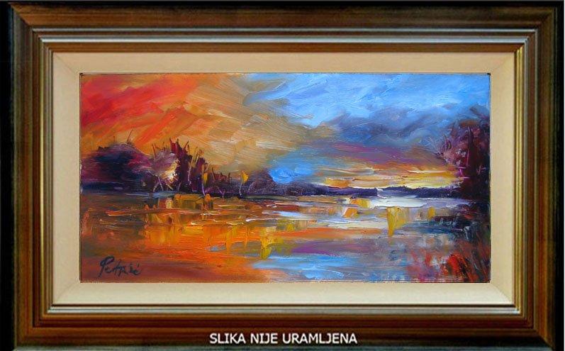 Sunset over the river, Painting Petrić Gordan
