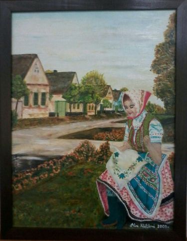 A woman embroiderer by Klaćik Mira
