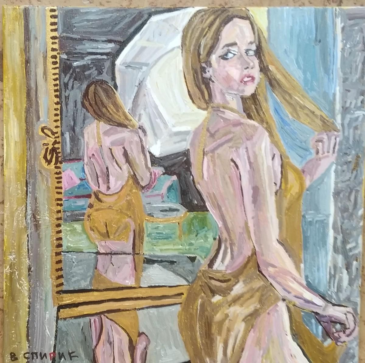 girl in front of mirror