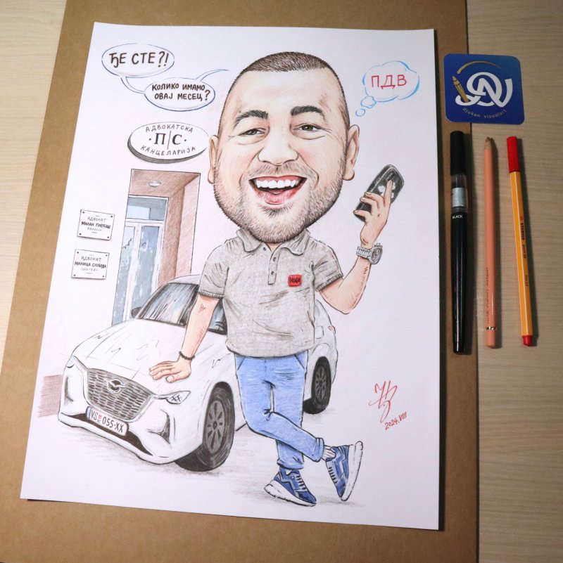 MILAN THE LAWYER - PORTRAIT CARICATURE, Painting DJUKAN ~ CARICATURES