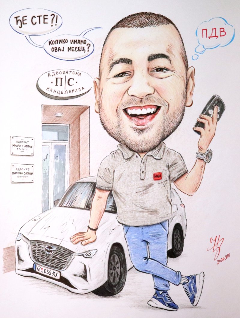 MILAN THE LAWYER - PORTRAIT CARICATURE, Painting DJUKAN ~ CARICATURES