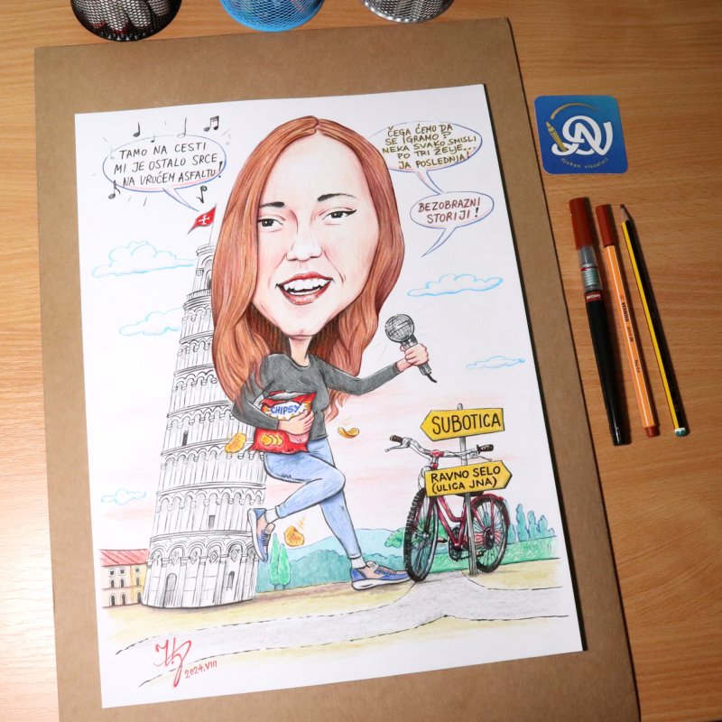 MARINA IN PISA - PORTRAIT CARICATURE, Painting DJUKAN ~ CARICATURES