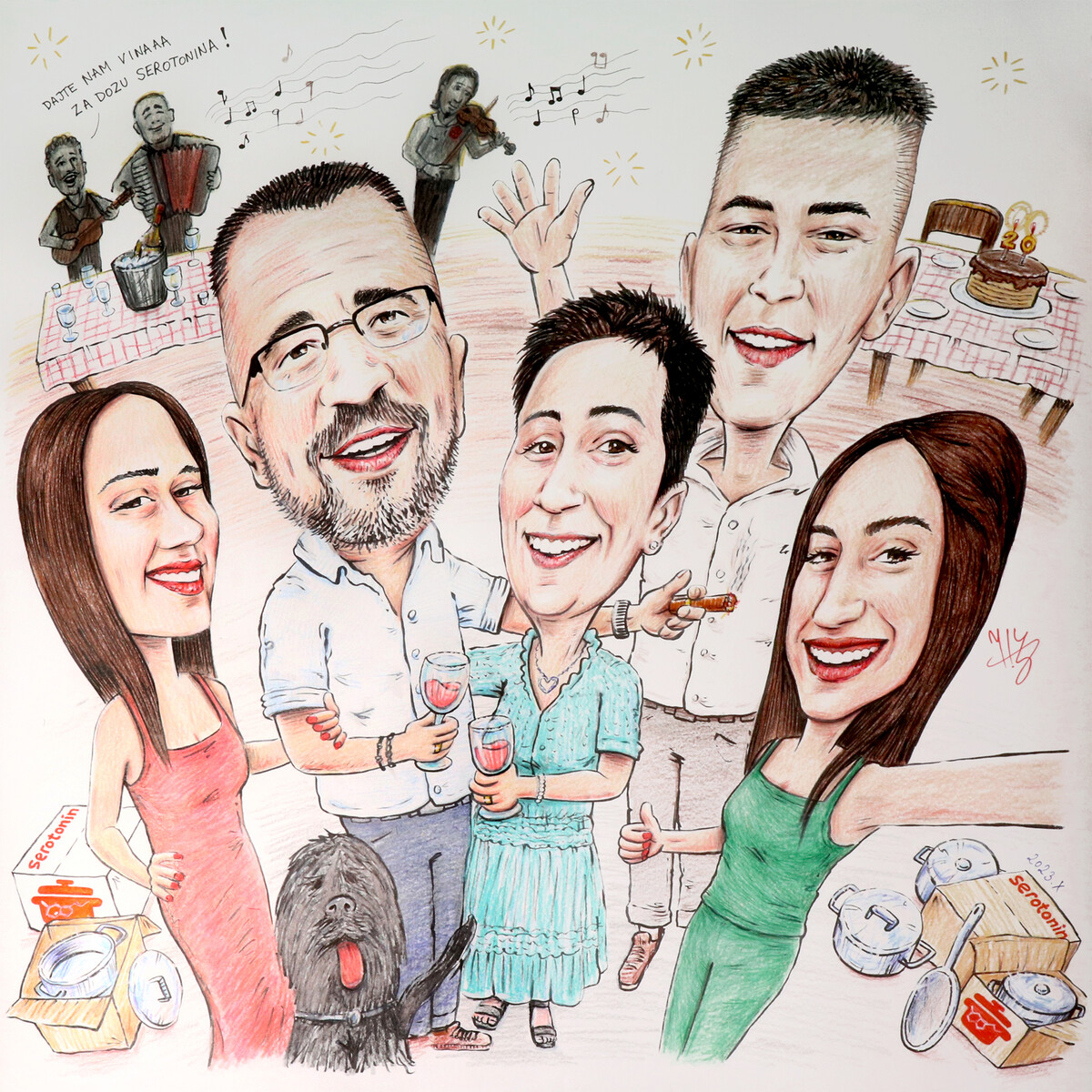 FAMILY SELFIE - PORTRAIT CARICATURE