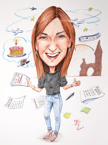 PORTRAIT CARICATURE FOR EVA - A GIFT FROM COLLEAGUES