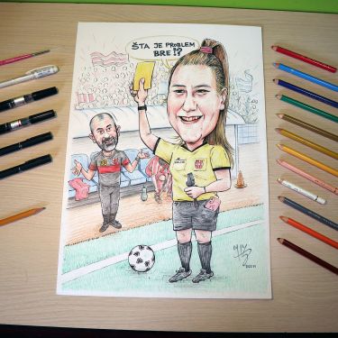 portrait-caricature `Andjela - football referree`