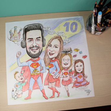 Family portrait-caricature `Super MaksimoviÄ‡i`