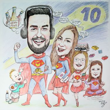 Family portrait-caricature `Super MaksimoviÄ‡i`