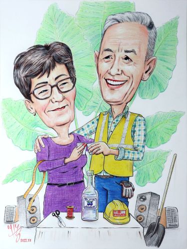 Portrait caricature for parents