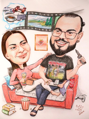CHILL TIME - PORTRAIT CARICATURE by DJUKAN ~ CARICATURES