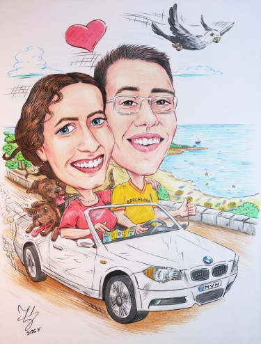 TRIP TO BARCELONA - CARICATURE PORTRAIT by DJUKAN ~ CARICATURES