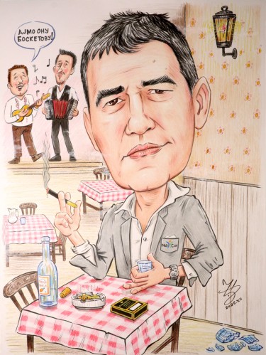 BOSS IN TAVERN - PORTRAIT CARICATURE by DJUKAN ~ CARICATURES