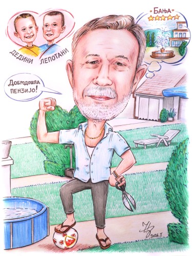 GRANDPA IS RETIRING - CARICATURE PORTRAIT by DJUKAN ~ CARICATURES