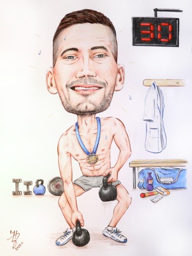 SRDJAN IS TRAINING - PORTRAIT CARICATURE by DJUKAN ~ CARICATURES