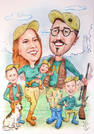 HUNTERS FAMILY - PORTRAIT CARICATURE by DJUKAN ~ CARICATURES