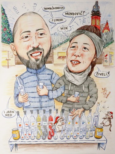 SELLERS OF BRANDY - PORTRAIT CARICATURE by DJUKAN ~ CARICATURES