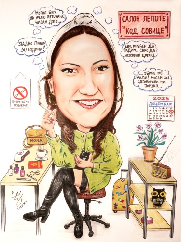 IN A BEAUTY SALON - PORTRAIT CARICATURE by DJUKAN ~ CARICATURES