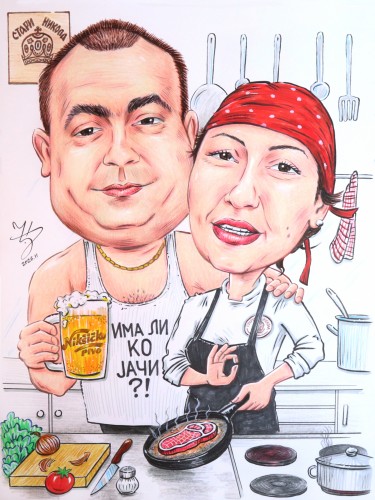 IN THE RESTAURANT KITCHEN - CARICATURE PORTRAIT by DJUKAN ~ CARICATURES