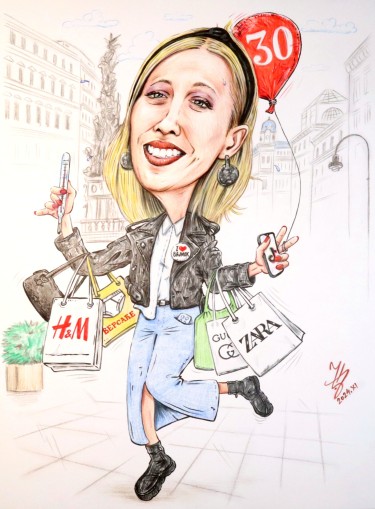 SARAH, FASHION LOVER - PORTRAIT CARICATURE by DJUKAN ~ CARICATURES