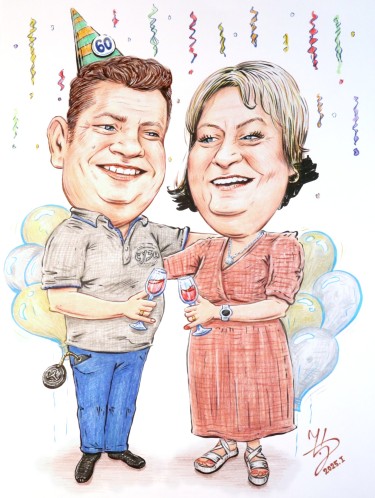 JUBILEE BIRTHDAY - PORTRAIT CARICATURE by DJUKAN ~ CARICATURES