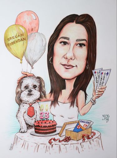 MILICA & VASA, BIRTHDAY PORTRAIT CARICATURE