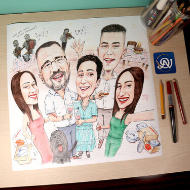 FAMILY SELFIE - PORTRAIT CARICATURE