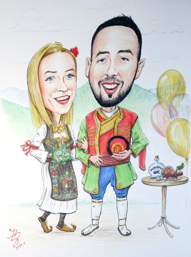 NEWLYWEDS - PORTRAIT CARICATURE by DJUKAN ~ CARICATURES