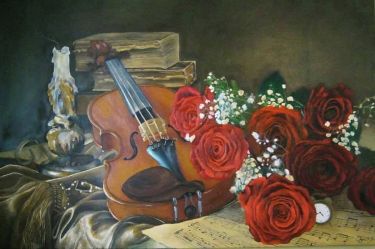 Mrtva priroda sa violinom by Krstić Jelena