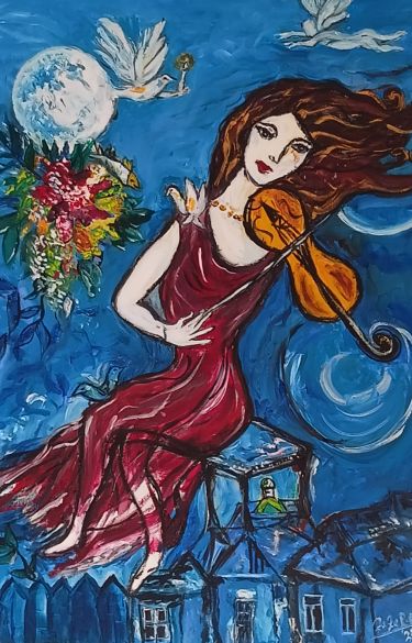Violine on the roofs by Rajic Zorica