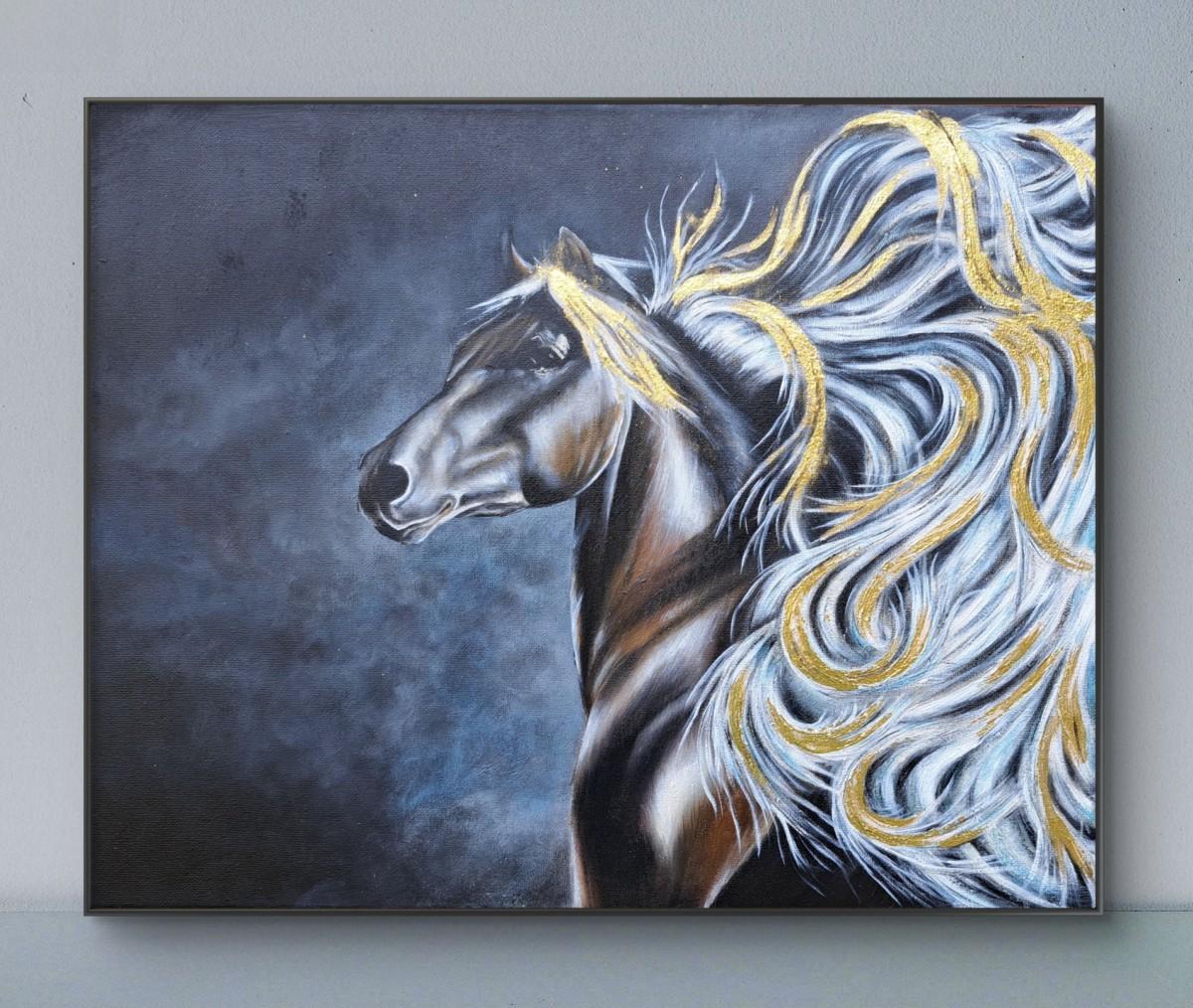 Horse with a golden mane