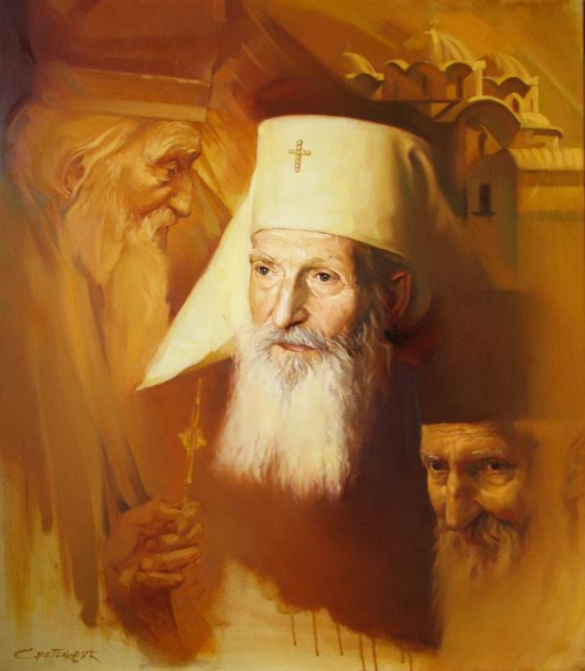 Patriarch Pavle 3 faces, portrait