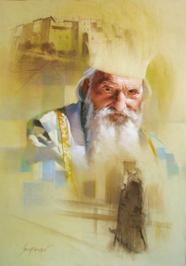 Portrait of Patriarch Pavle, pastel