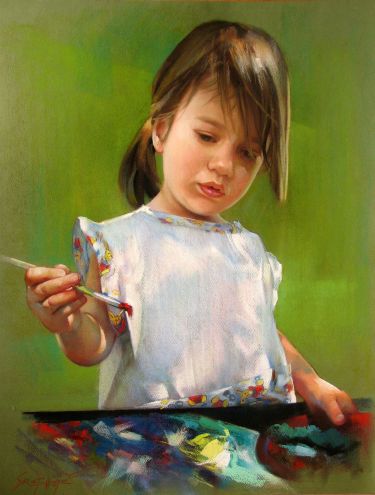 Portrait of a girl painting