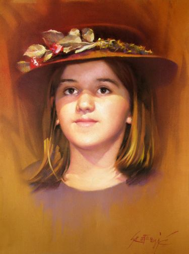 Portrait, a girl with a hat