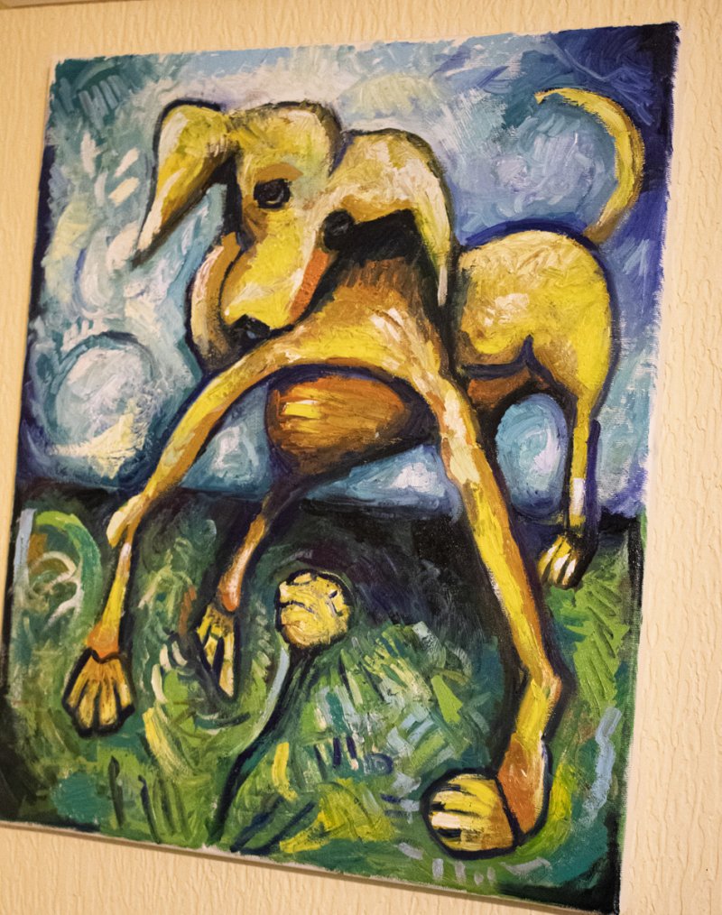 Dog and dandelion, Painting Jovanovic Filip