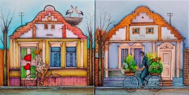 Flower seller and lady by Tomic Radomir