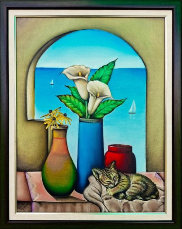Still life with a cat by Tomic Radomir