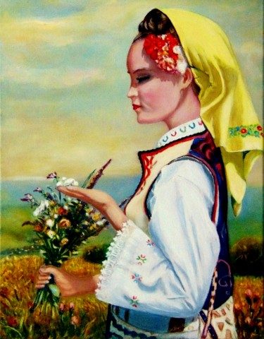 Flora or a girl in a Serbian costume by Dobrosavljevic Nino