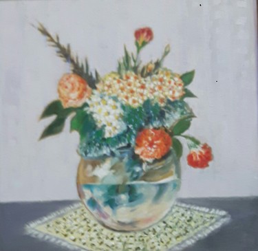 Flowers in a glass vase by Markovic Branka