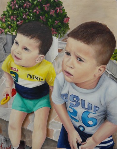 Portrait of a two boy by Vujinovic Vesna
