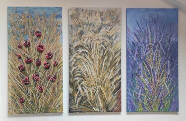 Triptych, Poppy, Wheat, Lavander