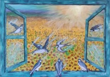 Golden Day  Swallows by Arsenović Jelena