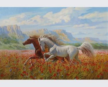 Konji u prirodi | Ulje na platnu | 70x50 cm by Klipa Goran
