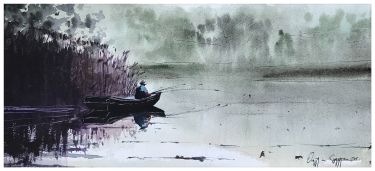 Peacefull fishing near reed