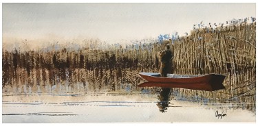 Fishing near reed by Spasojevic Ognjen